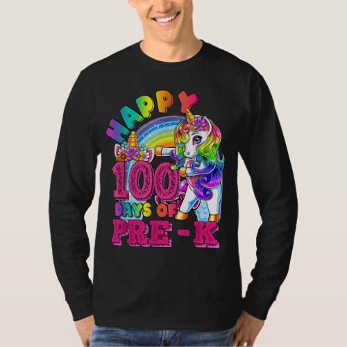 Dabbing Unicorn 100th Day Of School Pre K Kid Girl T_Shirt
