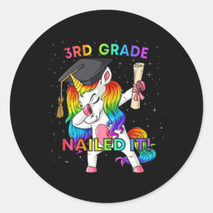 Dabbing Unicorn 3rd Grade Nailed It Graduation Gir Classic Round Sticker