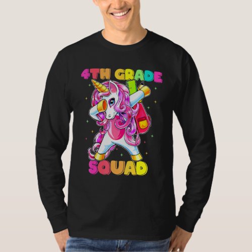 Dabbing Unicorn 4th Grade Squad Back To School Tea T_Shirt