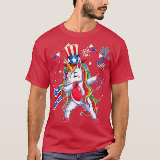 Dabbing Unicorn 4th of July Girls Kids Women Boys T-Shirt