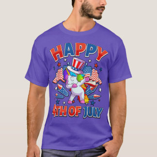 Dabbing Unicorn 4th Of July Girls Women American U T-Shirt