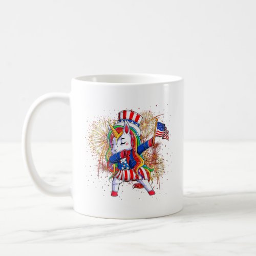 Dabbing Unicorn 4th of July Uncle Sam Girls Americ Coffee Mug