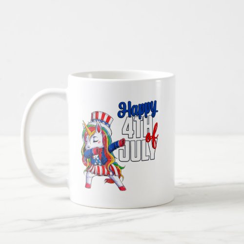 Dabbing Unicorn 4th of July Uncle Sam Girls Americ Coffee Mug