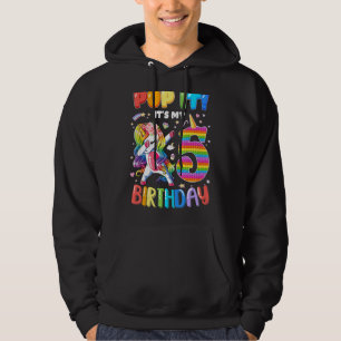 Dabbing Unicorn 5 Years Old 5th Birthday Pop It Fi Hoodie