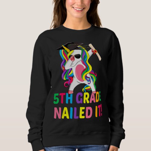 Dabbing Unicorn 5th Grade  Girls Boys Graduation Sweatshirt