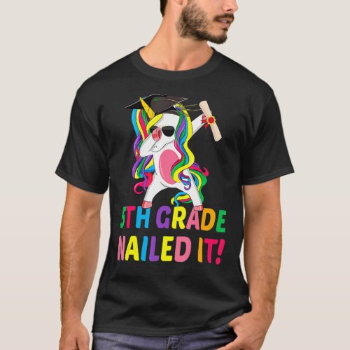 Dabbing Unicorn 5th Grade  Girls Boys Graduation T_Shirt