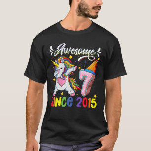 Dabbing Unicorn 7Th Birthday Awesome 2015 7 Year O T-Shirt
