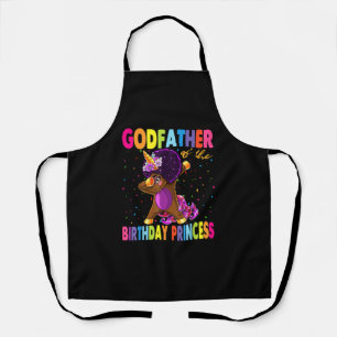 Dabbing Unicorn Afro Godfather of the Birthday Pri Apron