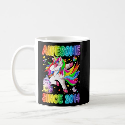 Dabbing Unicorn Awesome Since 2014 8th Birthday Un Coffee Mug