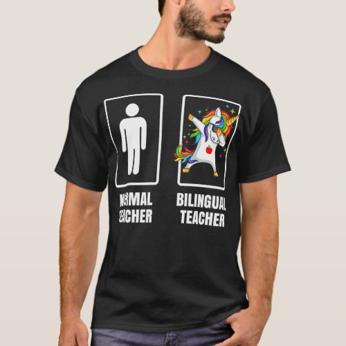 Dabbing Unicorn Bilingual Spanish Dual Language Te T_Shirt