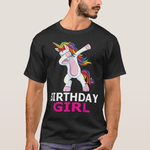 Dabbing Unicorn Birthday Girl Party Gift Men Wome T_Shirt