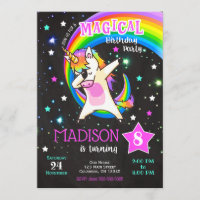 Dabbing Unicorn Birthday Invitation