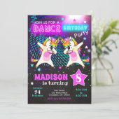 Dabbing Unicorn Birthday Invitation / Dance Party (Standing Front)