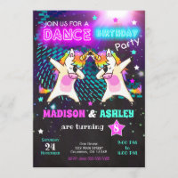 Dabbing Unicorn Birthday Invitation / Joint Party