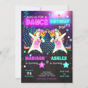 Dabbing Unicorn Birthday Invitation / Joint Party