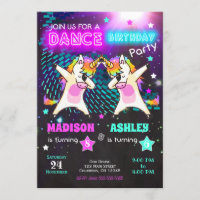 Dabbing Unicorn Birthday Invitation / Joint Party