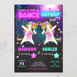 Dabbing Unicorn Birthday Invitation / Joint Party