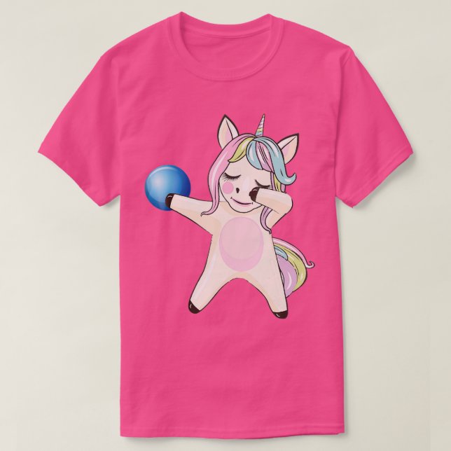 Dabbing Unicorn Bowling Who Love T T-Shirt (Design Front)