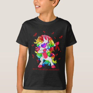 Dabbing Unicorn Brain Aneurysm Awareness Ribbon  G T-Shirt