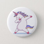 Dabbing Unicorn Button<br><div class="desc">Button to pin on backpacks or shirts with funny unicorn cartoon.</div>