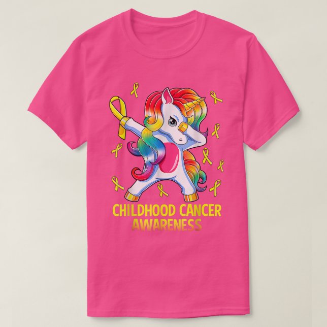 Dabbing Unicorn Childhood Cancer Awareness 1540 T-Shirt (Design Front)