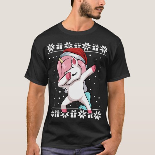 Dabbing Unicorn Christmas Pajama Cute Ugly X_Mas S T_Shirt