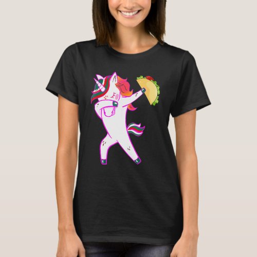 Dabbing Unicorn Cinco De Mayo Men Womens Taco Paja T_Shirt