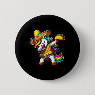 Dabbing Unicorn Cinco De Mayo Mexican Party Fiesta Button