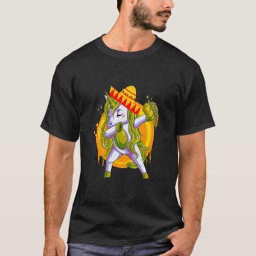 Dabbing Unicorn Cinco De Mayo Taco Unicorn Mexican T_Shirt