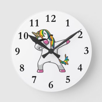 Dabbing Unicorn Clock by MishMoshEmoji at Zazzle