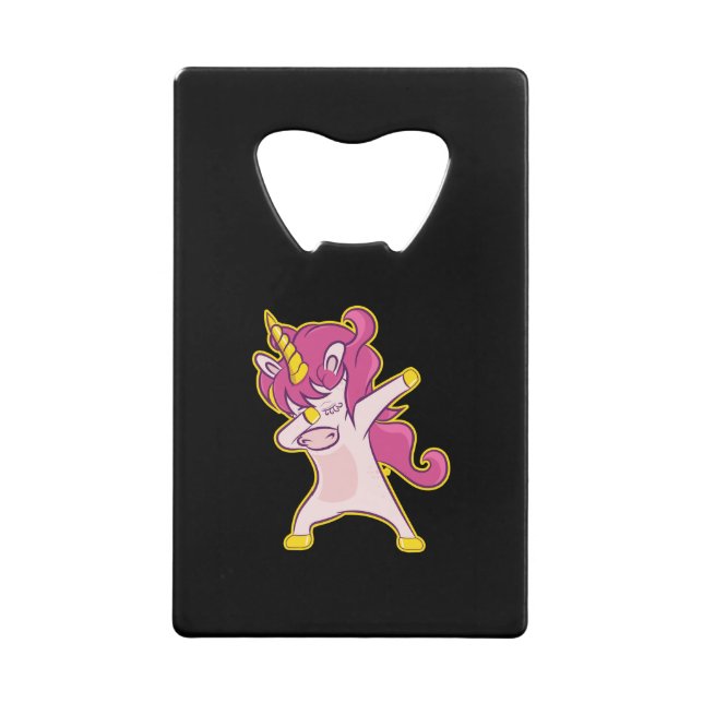 Dabbing Unicorn Credit Card Bottle Opener (Front)