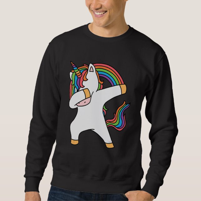 Dabbing Unicorn Dab Unicorn Dabbing Rainbow Fantas Sweatshirt (Front)