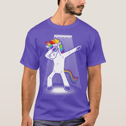 Dabbing Unicorn dancing rainbow mythical creature  T_Shirt