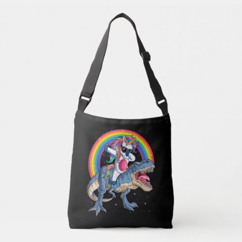 Dabbing Unicorn Dinosaur T rex Kids Girls Crossbody Bag