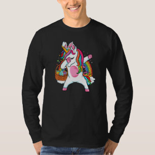 Dabbing unicorn Easter Egg hunt bunny ears Easter T-Shirt