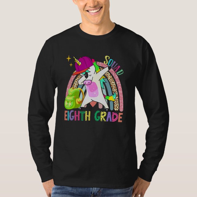 Dabbing Unicorn Eighth Grade 8th Grade Rainbow Tea T-Shirt (Front)
