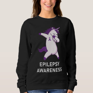 Dabbing Unicorn Epilepsy Awareness Ribbon Sweatshirt