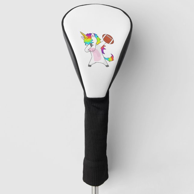 Dabbing Unicorn Football Golf Head Cover (Front)