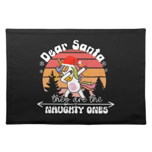 Dabbing Unicorn Funny Christmas Cloth Placemat