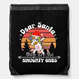 Dabbing Unicorn Funny Christmas Drawstring Bag