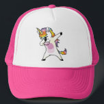 Dabbing Unicorn Funny Cute Rainbow Pink Trucker Hat<br><div class="desc">Dabbing Unicorn Funny Cute Rainbow Pink</div>