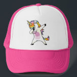 Dabbing Unicorn Funny Cute Rainbow Pink Trucker Hat<br><div class="desc">Dabbing Unicorn Funny Cute Rainbow Pink</div>