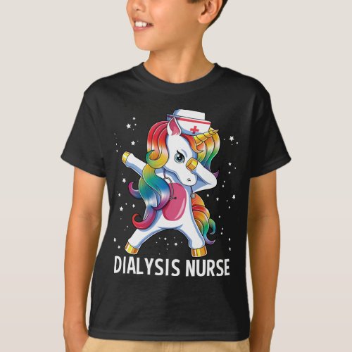 Dabbing Unicorn Funny Dialysis Nurse T_Shirt