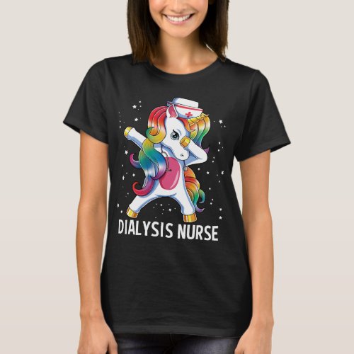 Dabbing Unicorn Funny Dialysis Nurse T_Shirt