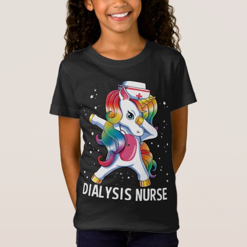 Dabbing Unicorn Funny Dialysis Nurse T_Shirt