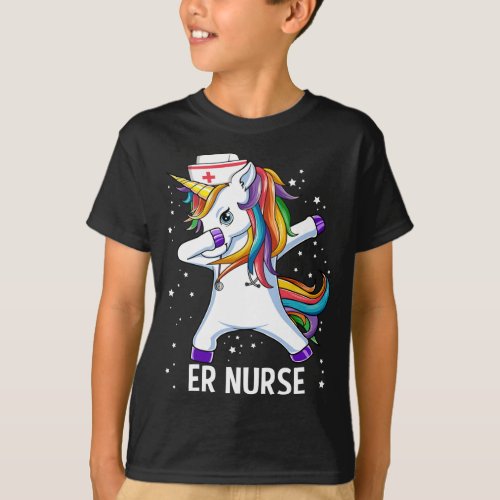 Dabbing Unicorn Funny Emergency Room Nurse Gift T_Shirt