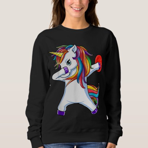 Dabbing Unicorn Funny Flying Disc Golf Player Sweatshirt