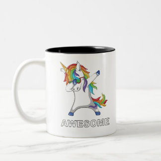 Dabbing Unicorn Funny Unicorn Dabing kids adults Two-Tone Coffee Mug