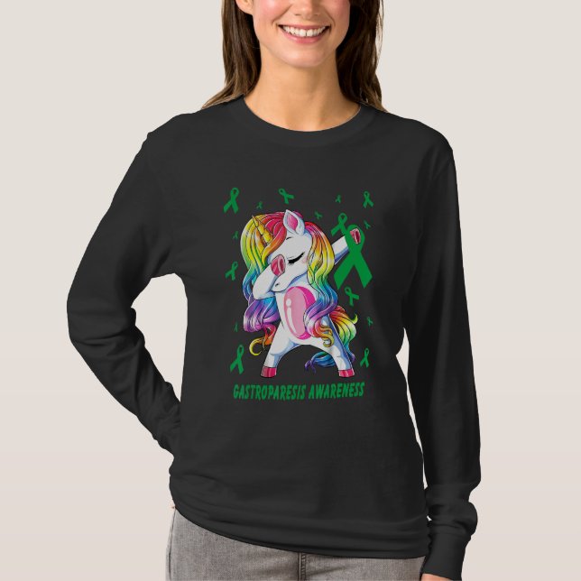 Dabbing Unicorn Gastroperesis Awareness  Warrior T-Shirt (Front)