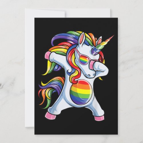 Dabbing Unicorn Gay Pride LGBT Rainbow Invitation
